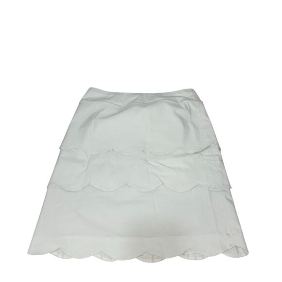 J.McLaughlin White Tiered Scalloped Skirt Size 6 - Picture 7 of 7